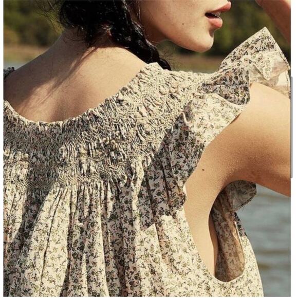 DOEN April Top in Green Summer Nectar Floral Print M - Picture 2 of 11